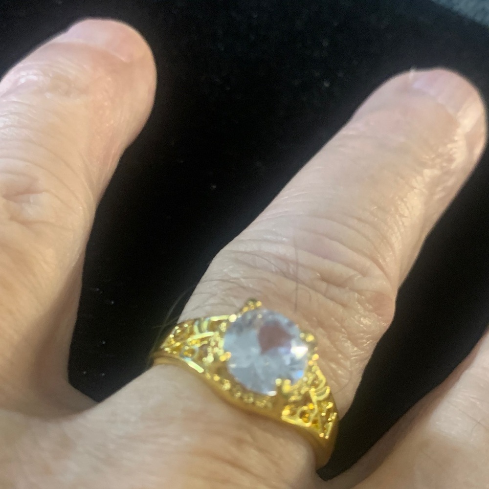 Elegant Gold and White Cubic Zirconia Ring Bogo